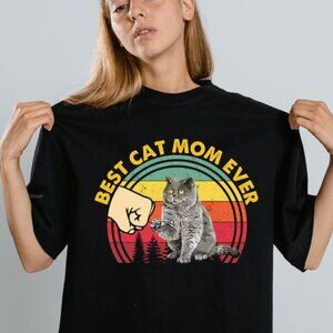 Best Cat Mom Ever Vintage Retro T-Shirt, Best Cat Ever Shirt, Mother's Day Gifts